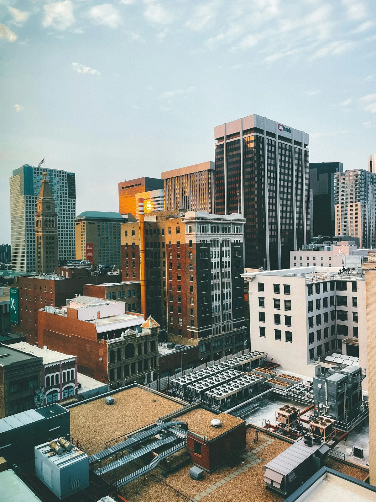 The Denver, Colorado skyline at golden hour
