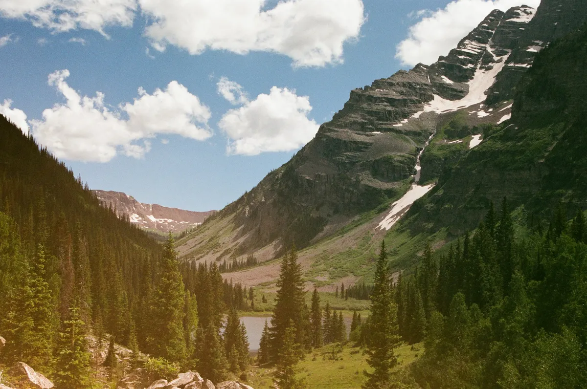Maroon Bells reflected in a lake near Aspen, Colorado
